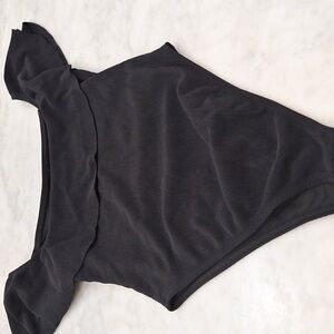 Dippin' Daisy's Swimwear Black Ribbed‎ Off the Shoulder Ruffle One Piece Suit